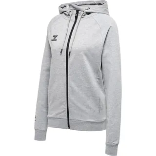 hummel Damen Hmlmove Grid Cot. Zip Hoodie for Women Hooded Sweatshirt, Grey Melange, XS