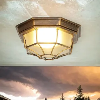 Licht-Erlebnisse Deckenleuchte Aluminium Glas L:27 cm E27 Kupfer Antik