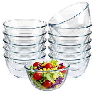 APACALI 12 Stück Salatschüssel Glas, 500ML Glasschüssel, Glas Dessertschalen, Servierschalen Eisschalen Glasschale Gläser für Dessert