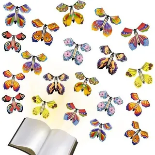 Pack mit 20 magischen Schmetterlingen in 10 Stilen - Schmetterling mit elastischer Bändern - Schmetterlingskarte für Kinder Spielzeug - Schmetterlingskarte für Geburtstag und Hochzeit
