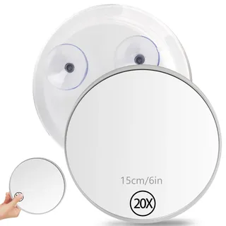 20X Vergrößerungsspiegel, 15cm Kosmetikspiegel mit Vergrößerung, Saugnapf | Schminkspiegel | Travel Magnifying Mirror Stick auf Spiegel für Make up