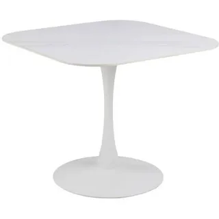 Mid.you Esstisch , Weiß , Metall, Keramik , quadratisch , Säule, rund , 90x75x90 cm , Esszimmer, Esstische, Esstische Keramik