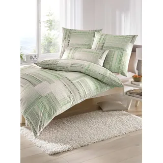 Bettwäsche BIBERNA Gr. 2, grün (lindgrün), B/L: 155cm x 200cm, Seersucker, B/L: 80cm x 80cm, 3 Stk., Seersucker, 100% Baumwolle, Bettwäsche, Bettwäsche