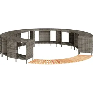 Whirlpool-Umrandung Grau Poly Rattan und Massivholz Akazie - Grau