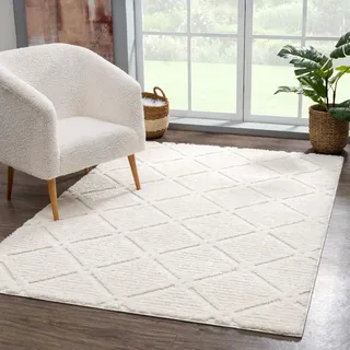 Carpet City "Focus 2997", beige Creme B:140cm H:20mm L:200cm, Polypropylen, Teppiche, Läufer, Boho, Hochtief-Muster/ 3D-Effekt, für Wohnzimmer, Schlafzimmer