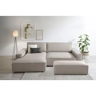 Home Affaire »SHERWOOD XXL tief, L-Form, Schlaffunktion, Bigsofa, Cord, Leinenoptik« Hocker stellbar zum Schlafsofa (Krokodilverbinder), tiefe Sitzfläche,