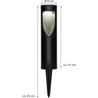 GRUNDIG LED-Solarleuchte warmweiß, mit Erdspieß, schwarz - Schwarz