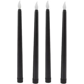 Garosa 4 Stück 10-Zoll-Flammenlose Spitzkerzen Lange LED-Kerzen Licht Batteriebetriebene Elektrische LED-Spitzkerze Warmes Licht für Weihnachten, Urlaub, Hochzeit, Geburtstag (Schwarz)