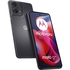 Motorola Mobility Moto g24 Smartphone (6,56"-HD+-Display, 50-MP-Kamera, 8/128 GB, 5000 mAh, Android 14) Matte Charcoal, inkl. Schutzcover + Handyhalterung [Exklusiv bei Amazon]