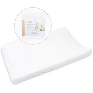 Ti TIN | Wickeltischauflagenbezug aus Frottee-Stoff, 80x50 cm | weicher und saugfähiger Wickelunterlagenbezug, Bezug aus adaptivem elastischem Gewebe, 100% Mikrofaser, Farbe: weiß