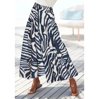 LASCANA Hosenrock "mit extra weitem Bein" mit Alloverdruck, Culotte, leichte Sommerhose, Strandhose, Schlupfhose, creme, blau bedruckt