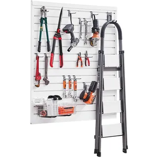 Vevor Werkzeugwand 1230x1235x20mm, PVC-Garagen-Lamellenwand, weißer Wandorganizer, 136kg pro Platte, Lamellenwandpaneel mit Kupplungsstruktur & DIY-Zuschnitt, geeignet für Lagerung & Präsentation