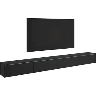 Lowboard HOME AFFAIRE "Vera, TV-Schrank, Breite 300 cm, verschiedene Farbausführungen", graphite schwarz matt, B:300cm H:32cm T:33cm, FSC-zertifizierter Holzwerkstoff, Sideboards, Lowboard, Mit LED, 4 Klappen, grifflose Fronten, hängend oder stehend