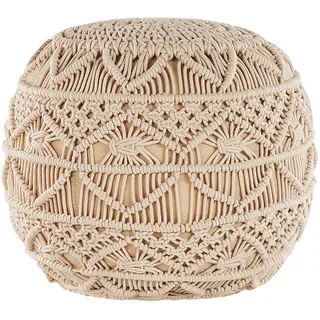 Beliani Pouf Beige 40/40/40 cm Kayseri , Textil , Rund , 40x40x40 cm , Wohnzimmer, Sessel, Hocker & Hockerbänke, Poufs