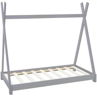 ML-Design Kinderbett Tipi 70 x 140 cm Kiefer massiv grau