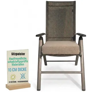 Pillows24 - Ergonomisches Sitzkissen Outdoor - 1x [ 40x40x10 cm ] in Cappuccino - Waschbar Sitzerhöhung mit Reißverschluss für Gartenmöbel Stuhl