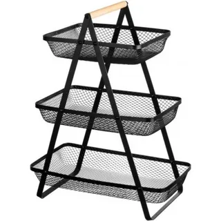 Stilvoller Obstkorb / Obstschale – Organizer aus schwarzem Metall für eine aufgeräumtere Küche! - Schwarz, Beige