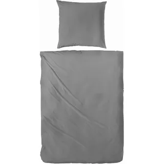 Primera Edelflanell Unifarben Baumwolle Grau 135 x 200 cm + 80 x 80 cm