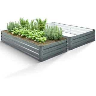 Arebos Hochbeet Metall 180 x 90 x 30 cm Grau