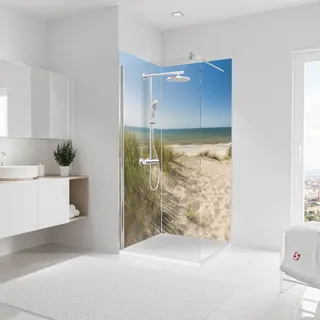 Schulte Duschrückwand Set über Eck, Neue Dünen, 2 x 90x210 cm, Wandverkleidung , Aluminiumverbundplatte, fugenloser Fliesenersatz - Bunt