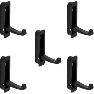 Gedotec Klapphaken schwarz matt 5 Stück, Garderobenhaken klappbar Einbau | Kleiderlüfter aus Stahl zum Einlassen in Holz, Höhe 80 mm, Ausladung 61 mm, Tragkraft 10 kg, mit Zuhaltung, für Wandpaneele