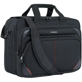 KROSER Laptoptasche 18 Zoll Aktentasche für 17,3 Zoll Laptop Schwarz/Rot | Business Computer Tasche, Wasserabweisend Schultertasche für College/Herren/Frauen/Männer/Damen