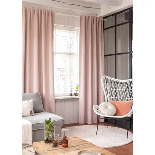 ELBERSDRUCKE Gardine mit verdeckten Schlaufen Midnight 14 rosa verdunkelnd 255x140cm 201739 Vorhang für das Wohnzimmer Schlafzimmer Küche Flur Kinderzimmer