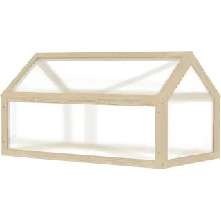 Frühbeet aus Holz, Mini Gewächshaus 90 x 52 x 49,5 cm, Treibhaus mit Abdeckung, lichtdurchlässig Frühbeetkasten, winterfest Hochbeet für Garten, Balkon, Naturholz Aosom