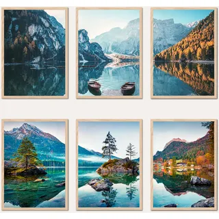 AG Design® DOPPELSEITIGES Set mit 3 Gebirgs-Postern und Kunstdrucken | 3 Stk. x 30 x 42 cm | Für Schlafzimmer, Wohnzimmer, Küche und Büro | Ohne Rahmen| AP3 351468