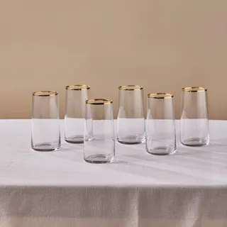 KARACA Orlando 520 ml Gläser Set 6 Teilig - Trinkgläser Set, Wassergläser Spülmaschinenfest, Longdrinkgläser Modern, Cocktailgläser, Biergläser 0,5 L, Große Gläser & Trinkgeschirr