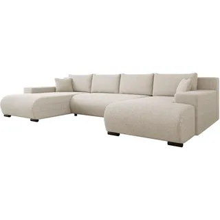 Mirjan24 Eckcouch Cord U-Form 3-Sitzer Beige