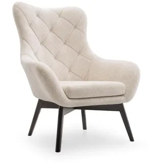Masseno Sessel Sogno, Klassisch Loungesessel ergonomisch, Bucle-Stoff Weiß , Holzwerkstoff , 88x108x88 cm , Wohnzimmer, Sessel, Polstersessel