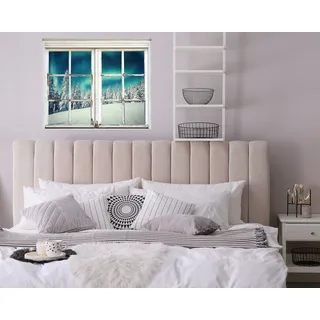 queence 3D-Wandtattoo »Winterwunderland im Schnee« selbstklebender Wandsticker Weihnachten, blau