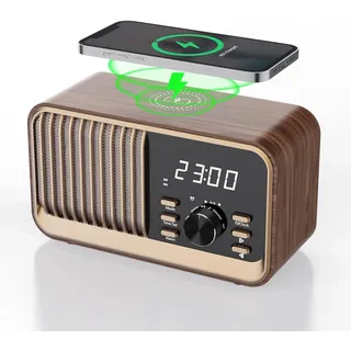 MONODEAL Radiowecker mit Ladefunktion, FM Radio mit Bluetooth Lautsprecher(8W), Schlummerfunktion, USB-Anschluss, TF-Kartensteckplatz, Dimmfunktion für das Schlafzimmer
