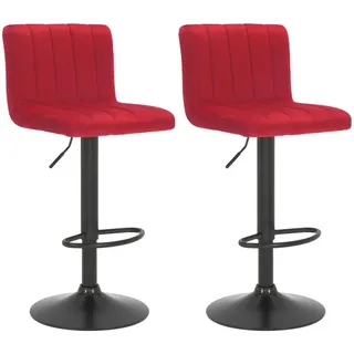 CLP Barhocker 2er Set Samt rot , Rot , Metall , 41x87x49 cm , Esszimmer, Barmöbel, Barhocker