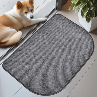 DOMUSTEX Schmutzfangmatte Innen 60x90cm Halbrund, Waschbar Teppich Läufer, Eingangsteppich, rutschfeste Fussmatte für Hund, Küche, Flur