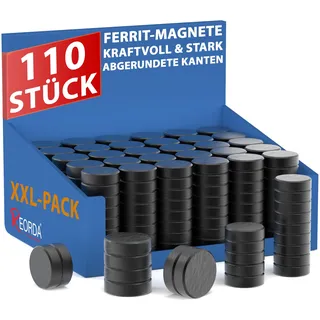 REORDA Magnete für Magnettafel – 110x Stück für Whiteboard, Pinnwand, als Kühlschrankmagnete & Tafelmagnete haftend, Magnee rund - schwarz