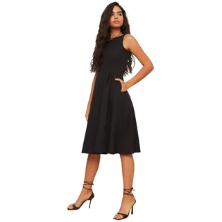 TRENDYOL Damen Plissiertes Kleid Kleid Business, Schwarz, 38
