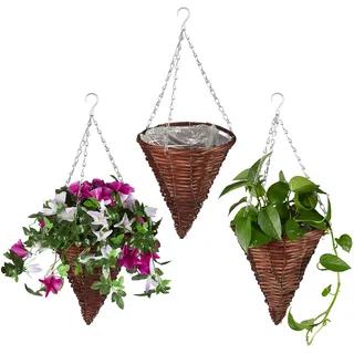 Relaxdays Blumenampel 30 x 25 cm Braun