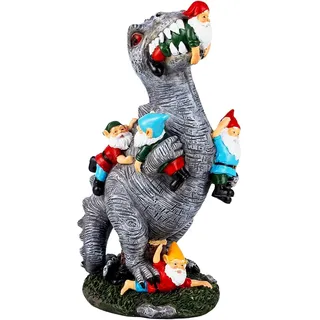 Relaxdays T-Rex-Gartenfigur Polyresin Bunt Wetterfest Frostbeständig UV-Beständig 28,5 cm x 15,5 cm x 9 cm