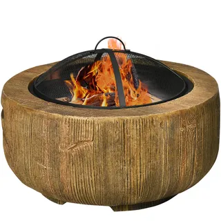 Outsunny Feuerschale, Metall, Magnesium, Braun , 61.5x39x61.5 cm , Gartenmöbel, Feuerschalen & Feuerkörbe