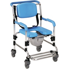 Homecraft Ocean Wheeled Shower Commode Chair, Padded Shower Seat with Wheels and Built In Toilet, Shower Chair and Toilet, Bath Stool for Bathing, Elderly, Disabled, and Limited Mobility