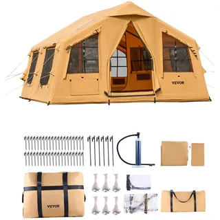Vevor Aufblasbares Zelt Camping 8-12 Personen Gelb
