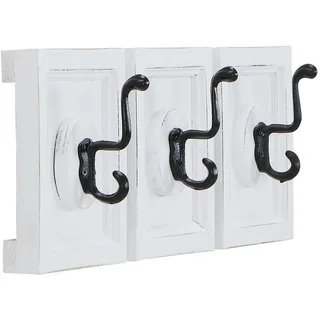 Mid.you Hakenleiste , Schwarz, Weiß , Holz, Metall , Tanne , vollmassiv , 58x18x9 cm , Garderobe, Garderobenpaneele, Wandgarderobe