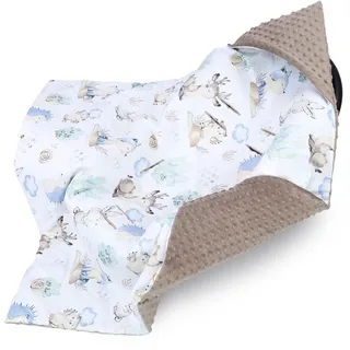 Einschlagdecke Babyschale Baby Decke 90x90 cm - Fußsack Blanket für Kinderwagen und Autositz Ganzjahres für Neugeborenen und Kleinkinder Einschlagsdecken für 3 und 5 Punkt Gurt Minky Oeko-Tex