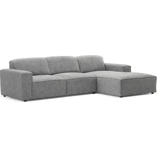 Wohnlandschaft Ecksofa "La Mia" - Luxus - Blur Hellgrau Stoff, L-Form, Moderne Loungegarnitur, Ecksofa für das Wohnzimmer, Ottomane Rechts. - Grau
