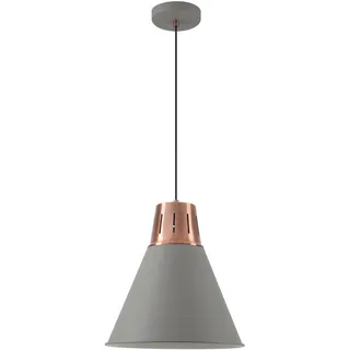 GTV - Pendelleuchte GIANNI Hängelampe Deckenlampe E27 grau/gold Metall Lampenschirm 32 cm höhenverstellbar Esszimmer Wohnzimmer Küche modern skandinavisch