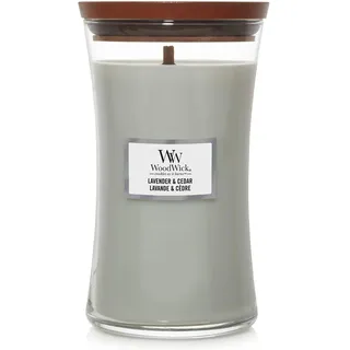 Woodwick Lavender & Cedar Duftkerze 610 g grau