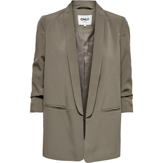 Kurzblazer ONLY "ONLELLY 3/4 LIFE BLAZER TLR NOOS", Damen, Gr. 38M, braun (walnut), Web, Obermaterial: 95% Polyester, 5% Elasthan, unifarben, sehr figurbetont normal, Blazer Kurzblazer, Materialmix, regular fit
