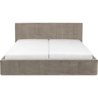 Curacao Polsterbett 180x200cm mit Lattenrost und Stauraum, hydraulisches Federbett, Samt-Polsterbett, Doppelbett, Funktionsbett, beige - Beige